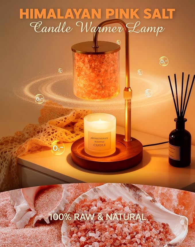 ARVIDSSON Candle Warmer Lamp with Himalayan Pink Salt, Timer & Dimmable Candle Warmer for Jar Candles, Birthday Gifts for Women Mom, House Warming Gifts, Candle Lamp Warmer for Home Decor