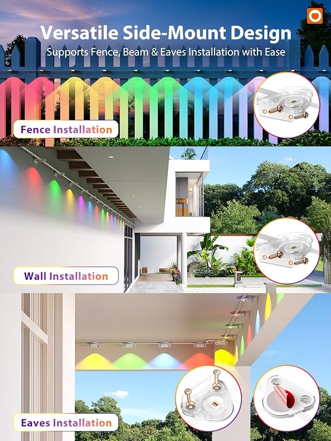 addlon 100FT Permanent Outdoor Lights, Smart RGB+IC LED Lights for House & Outdoor Decor, App & Remote Control, DIY Scene Modes, IP67 Waterproof for Christmas, Holiday, Party, Halloween Decorations