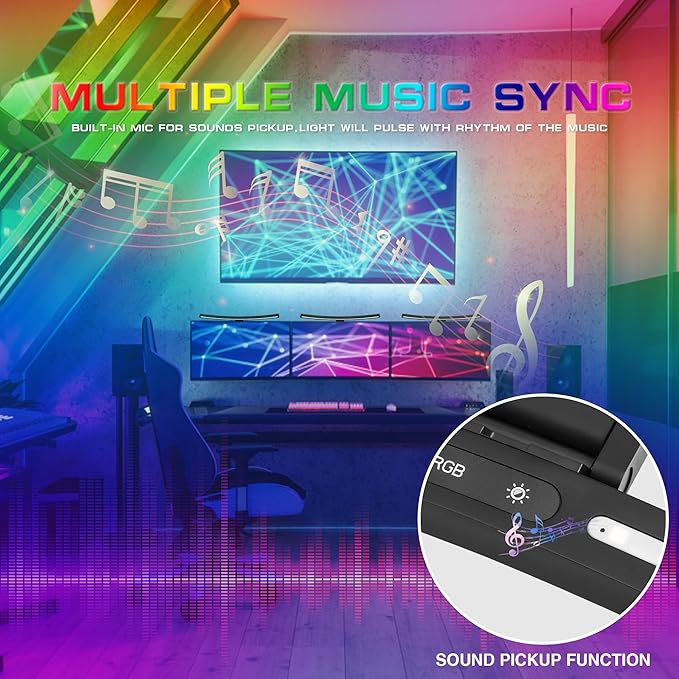 Curved Monitor Light Bar with RGB Backlight,3 Color Temperatures & Stepless Dimming,Music Sync LED Screenbar with Touch Control Button for Over Computer Screen