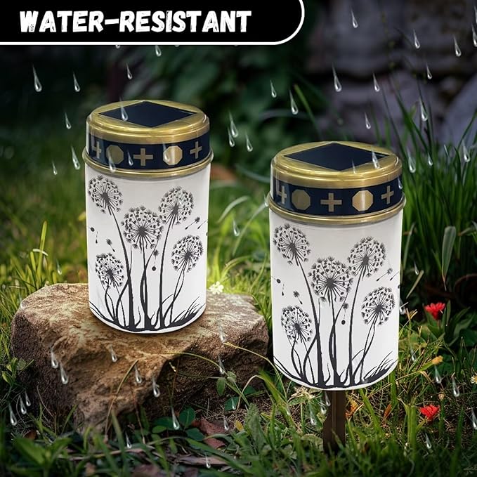 Light for Prayer Cemetery Solar Lights for Grave Cemetery Decor Candle Lamp Dandelion Grave Solar Lights Garden Cemetery Decor Memorial Gift