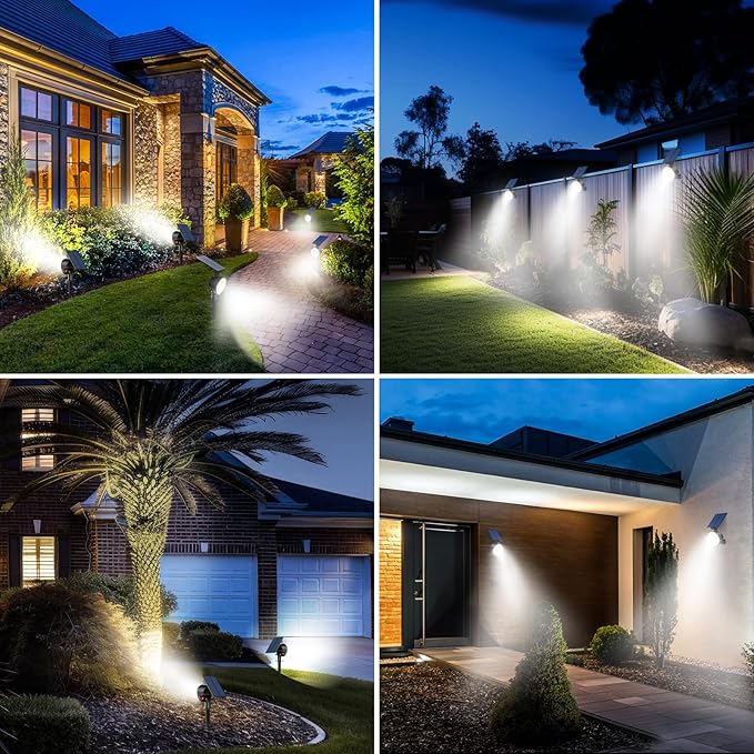nipify 12 Pack Solar Spot Lights Outdoor Waterproof with 3 Modes, Solar Spotlight Light for Outside Yard Landscape Lighting Pathway Lights Wall, Cool White
