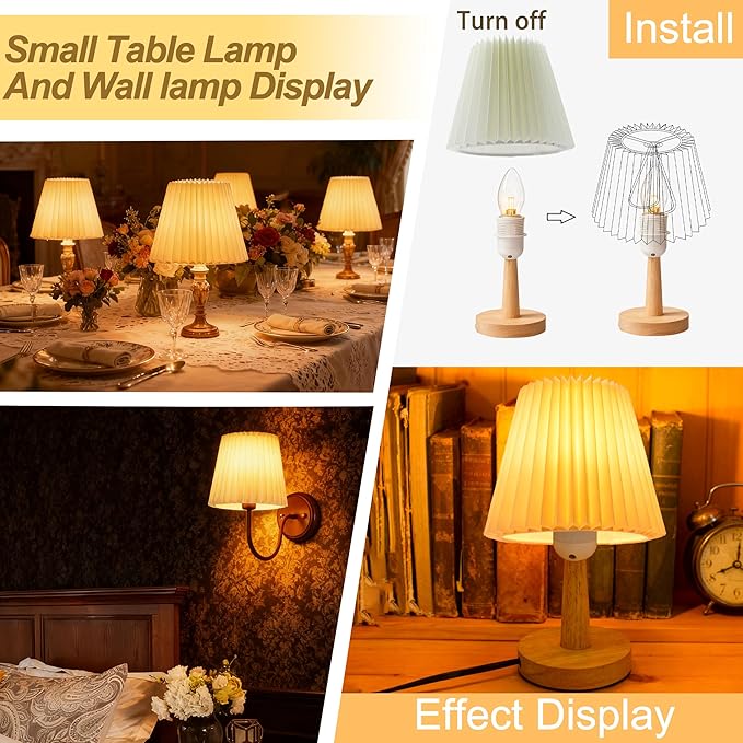 Small pleated lampshade chandelier shades set of 6. Lampshade for Wall Lamp.chandelier shades.small table lamps.For Cutting Edge bulbs.light bulb shade.chandelier light covers.4" X 5" X 6"