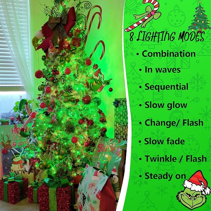 YEGUO 165ft 500 LED Christmas Lights Outdoor Waterproof, Green String Lights Indoor Plug in, 8 Modes Clear Wire for Christmas Holiday Home Tree Garden Patio Decor