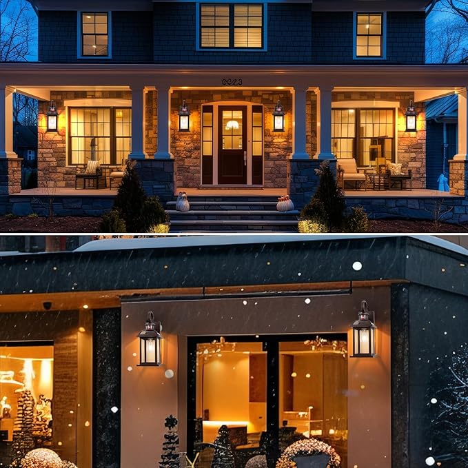 Motion Sensor Outdoor Lights Oil Rubbed Bronze Dusk to Dawn 2-Pack, Anti-Rust Exterior Light Fixtures IP65 Waterproof Front Porch Lights Brown Outdoor Sconces Wall Mounted 16 Inch