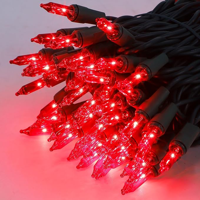 2 Pack Red Christmas String Lights, 100 Count Each, Incandescent Mini Christmas Lights, Connectable Xmas Tree Light for Indoor Outdoor Garland Birthday Holiday Wedding Festival Party