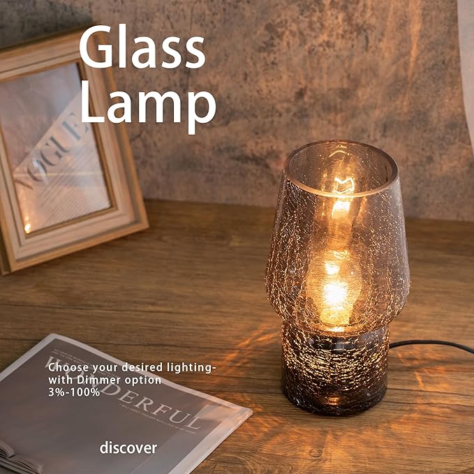 Mushroom Lamp,Small Table Lamp,Mini Cute Lamp Nightstand Lamp Kitchen Glass,Translucent Raindrop,Suitable for Bedrooms, Kitchens, Bedside, Girl Gifts(Raindrop Black)