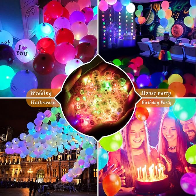 200pcs Balloon Lights Cool White&Rainbow Mini Led Lights Round Long Standby Time Ball Lamps Paper Lantern Balloon Liamps for Easter Birthday Party Christmas Halloween Decoration