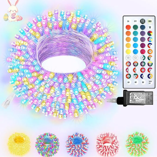 Color Changing Christmas Lights, 35 Colors 33FT 100LED Easter String Lights With Remote Clear Wire, Connectable Waterproof Fairy Lights Plug in for Bedroom Indoor Outdoor Holiday Wedding Party Decor