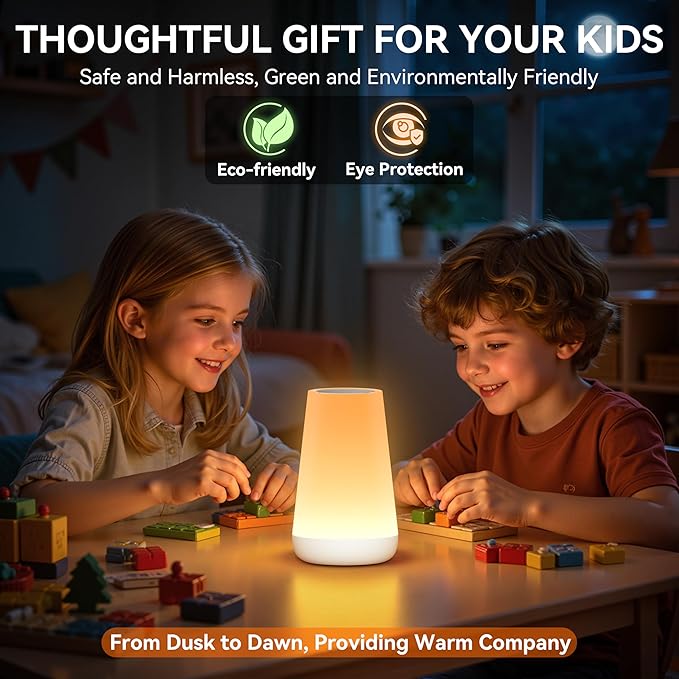 Auxmir Night Light, Dimmable Touch Lamp for Bedroom, Portable Rechargeable Bedside Table Lamp for Baby Nursery, 13 RGB Colors & 5 Brightness, Night Lights for Bedroom Living Room Bathroom Hallways
