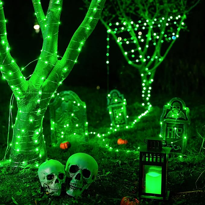 JMEXSUSS 2 Pack Green Fairy Lights Battery Operated, Total 200 LED 66ft Twinkle String Lights with Remote, 8 Modes Christmas Lights for Tree Wreath Fireplace Indoor Outdoor Halloween Xmas Decor