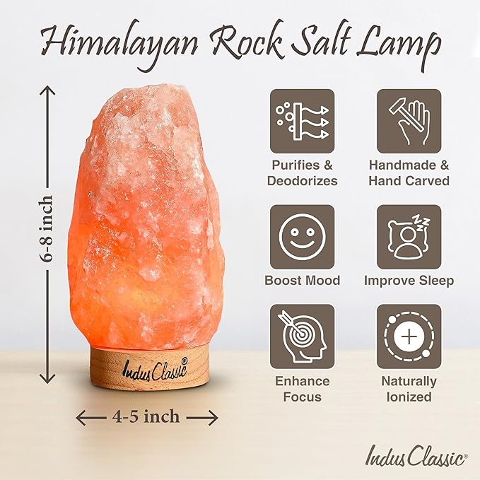 LN-02 Pack of 2 Natural Himalayan Pink Crystal Rock Salt Lamp 4~7 lbs with Dimmer Control Switch, Quality Gift Packaging