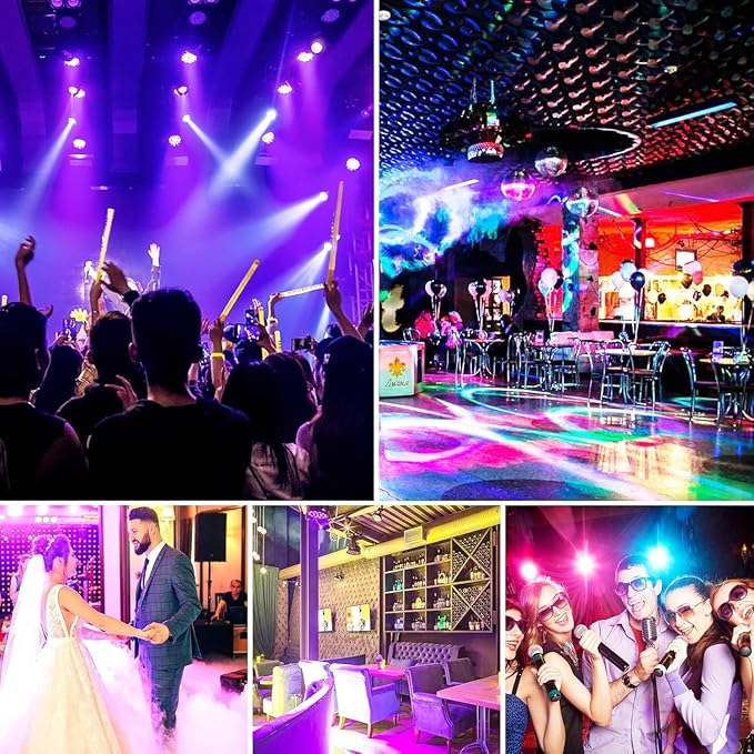 Rechargeable Stage Par Lights U`King RGB 36 LED Uplights Battery Powered with RGB 36W DJ Uplights Sound Activated Control for Wedding DJ Disco Events Halloween Church Live Party - 12 Pack