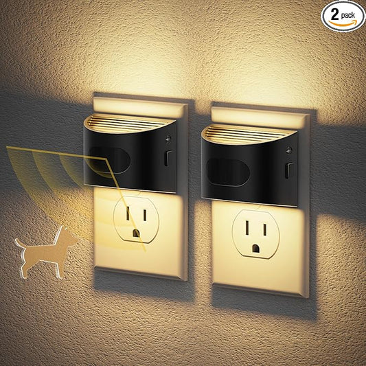 JandCase Motion Sensor Night Light, Night Lights Plug into Wall, Dusk to Dawn Sensor Nightlight with Motion Activated, 30/60/100lm Brightness Dimmable, 3000K Warm White, for Kids Bedroom Hallway