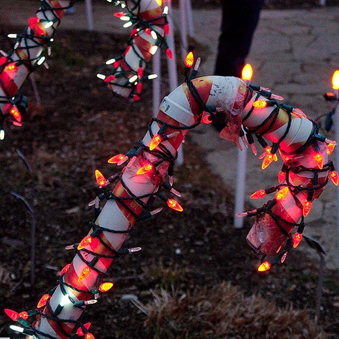 WATERGLIDE Halloween C6 String Lights, 33ft 100 LED Black Wire Fairy Lights with 29V Safe Adaptor, 8 Lighting Mode, Waterproof for Indoor Outdoor Patio Xmas Tree Party Decor, Orange