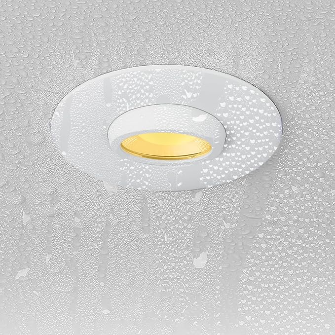 Sublimation Black Black 1 Pack 3 Inch 3CCT Gimbal Led Recessed Light with Junction Box 10w,Waterproof recessed Lights for Shower,3 Colors Adjustable