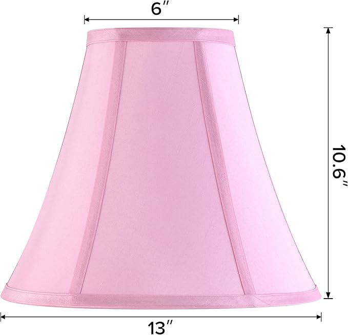 Bell Lamp Shades Pink Medium Lamp Shade 6" Top x 13" Bottom x 10.6" High(Spider) Side Ribbing Replacement Lampshade, Fabric Lamp Shade for Table Lamp,Floor Lamp, Handcrafted Shade by GO&SO