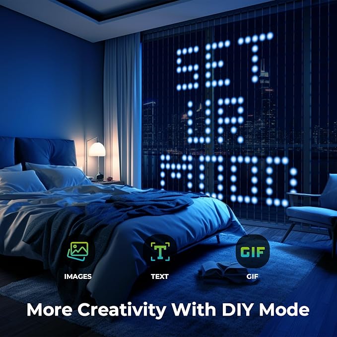 Brewish 400 LED Curtain Fairy Lights | 7.2 x 7.2 Feet Programmable DIY Christmas String Light | Color Changing Music Sync Text, Cartoon Display Options | Remote & App Controlled | IP65 Waterproof