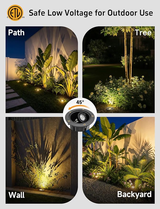 Gardenreet Solid Brass Well Light - All Weather 12V In-Ground LED Low Voltage Landscape Lighting, Replaceable Bulb Fixture, Antique Bronze for Patio Pathway Backyard with 2700K Warm White MR16 Bulb