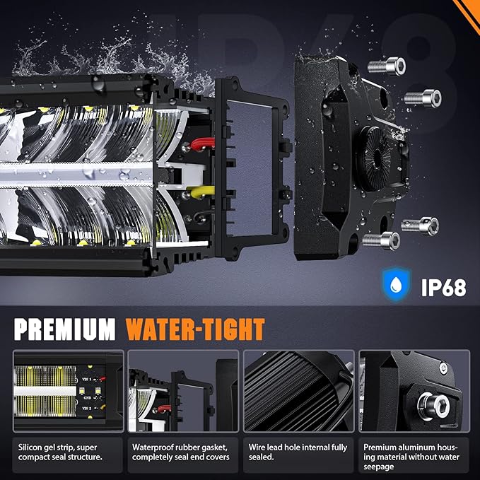 Nilight 30 Inch LED Light Bar DRL 240W 24800LM Anti-Glare Flood Spot Offroad LED Driving Light IP68 w/ 12AWG DT Connector Wiring Harness for Pickup Truck SUV ATV UTV Boat 4x4 Jeep