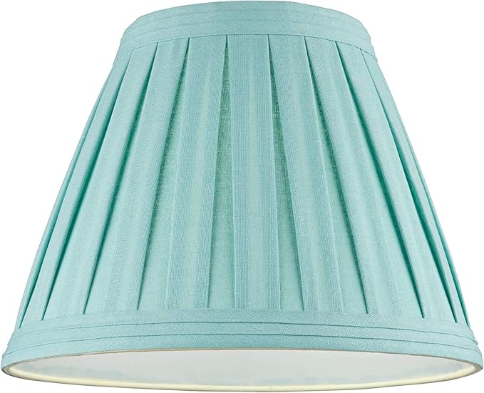 Set of 2 Hardback Pleat Empire Lamp Shades Turquoise Blue Large 7" Top x 14" Bottom x 11" High Spider with Replacement Harp and Finial Fitting - Springcrest