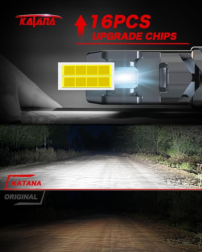 Katana H7 Light Bulbs,No Adapter Required 400% Brightness 6500K White Non-polarity Plug and Play Mini Size Fog Bulb of 2
