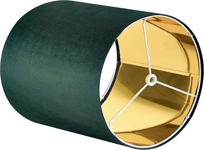 GO&SO 1 Pack Drum Lamp Shade Small for Bedside Lamps, 10*10*10 Inch , Green Lampshades fit with Spider , Modern Farmhouse Lamp Shades for Table Lamps, Wall Lamps Replacement Bedroom，Required Assembly