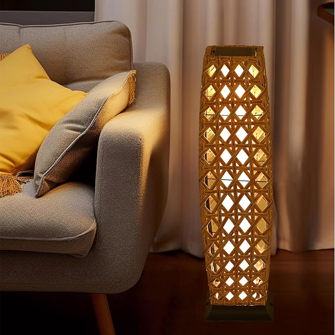 GREEN MORE Rattan Solar Patio Lights,50 Lumen Auto-On/Off Outdoor Floor Solar Lamp, IP65 Waterproof with 8H Runtime for Garden Pathways & Landscape Lighting