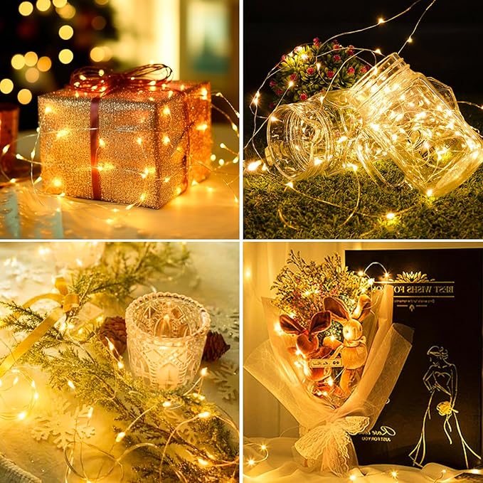 【20 Pack】Fairy Lights Battery Operated with Timer, 7FT 20LED String Lights Waterproof Silver Wire Fairy Light Battery Powered Twinkle Lights for Bedroom Christmas Wedding Indoor Party Decor Warm White