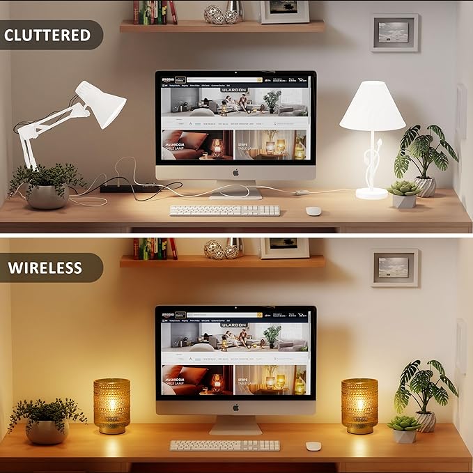 2 Pack Battery Operated Decorative Aesthetic Lamp with Timer for Bedside,Small Cordless Table Lamps with LED Warm Bulb for Bookshelf/Entryway/Nightstand/Dorm/Coffee Table/Office Cubicle Decor(Golden)