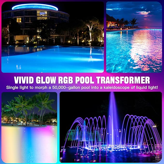 JTT Pool Lights for Inground Pool-LED Pool Light Bulb for Above Ground Swimming Pool-35W(600W Eq.) 6500K 120V Spa Light Bulb E26 Base, Multi-Color & Adjustable with Remote Control - 1Pack