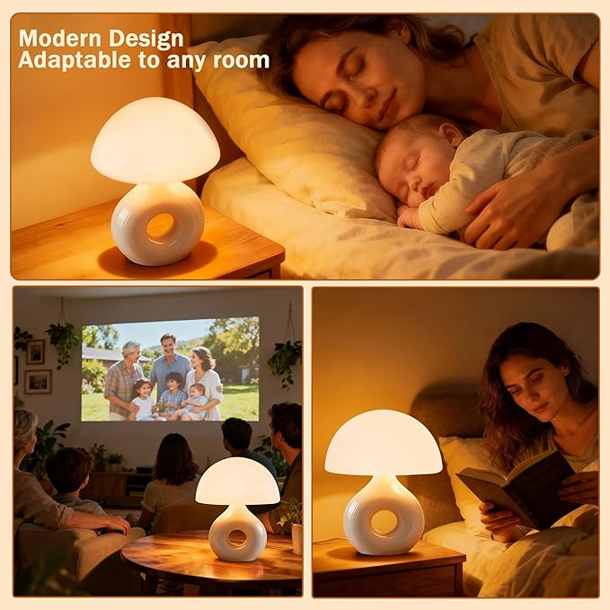 Mushroom Lamp, 670nm Red Light & 10000 Lux Therapy Lamp with Remote & Memory, 4 Color & 5 Brightness/3 Timers,Bedside Nightstand Light for Bedroom,Sunlight Lamp for Home Office Birthday Gift
