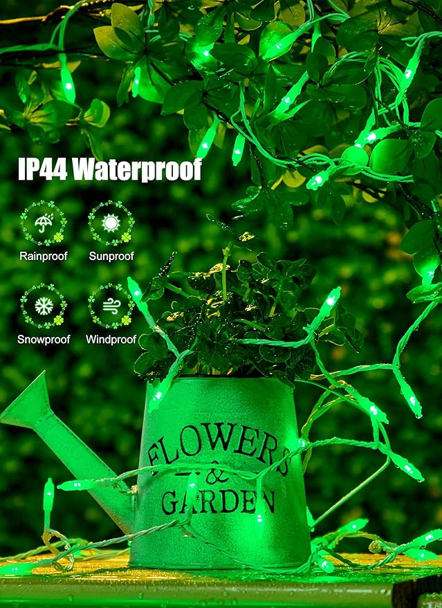 Minetom St. Patrick's Day Green String Lights - 39 Feet 100 LED Mini Green Lights with Remote, USB Operated Waterproof Tree Lights for Indoor Outdoor Garland Wreath Home Garden Holiday Party Decor