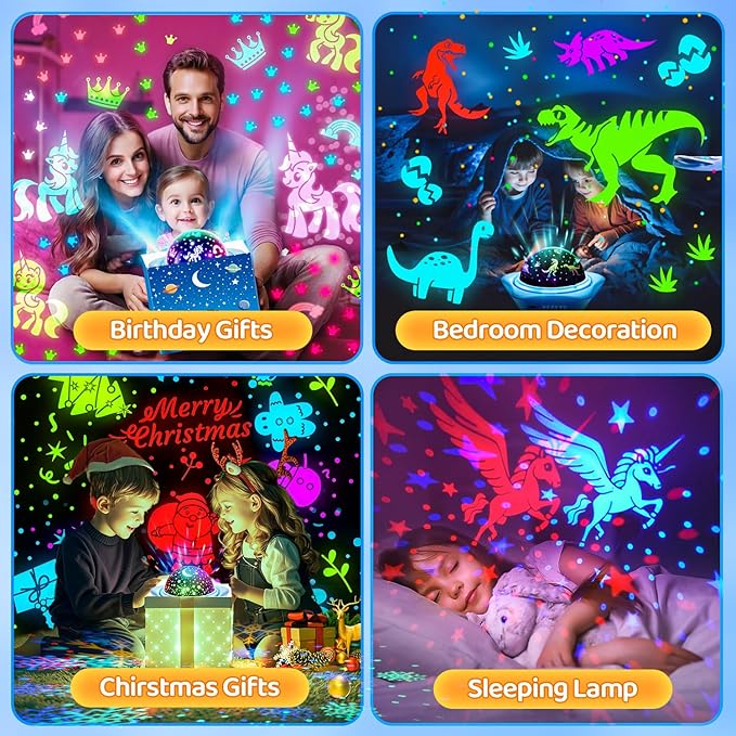 One Fire Night Light for Kids Easter Gifts, 6 Films+78 Lighting Modes Ceiling Star Projector,Rechargeable Night Light Projector,360°Rotion Star Lights for Bedroom Decor,Kids Sensory Toys Easter Toys