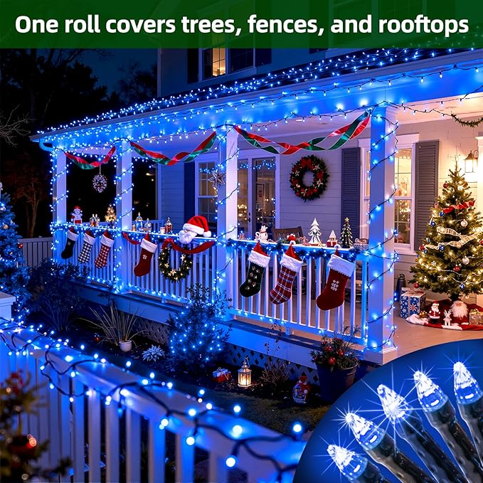 750 LED 240FT Christmas Lights Outdoor,12 Lighting Modes Christmas String Lights with Timer, Dimmable BlueLED StringLightsWaterproof for Yard Tree Wedding Party Holiday Decor Blue