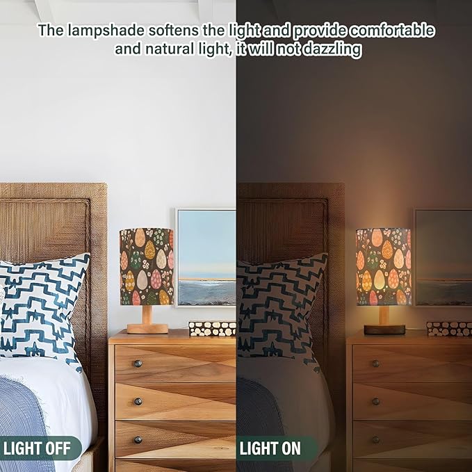 Easter Egg Flower Small Desk Lamp for Bedroom Nightstand Bedside Lamps with USB Table Lamp with Fabric Night Light for Living Room
