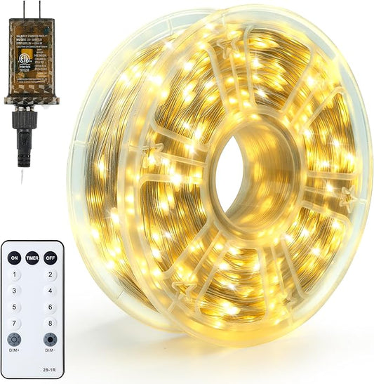 Joiedomi 1200 LED Christmas Lights Outdoor,394 FT Warm White Christmas Tree Lights with 8 Modes Timer, PVC Clear Wire String Lights with Reel for Indoor Outdoor Holiday Xmas Eve Night Decorations