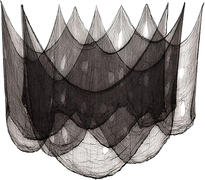 Halloween Creepy Cloth, Spooky Giant (30 x 420 in.) Cheese Cloth Tapestry for Halloween Party Supplies Decorations Outdoor Yard Home Wall Decor, Black