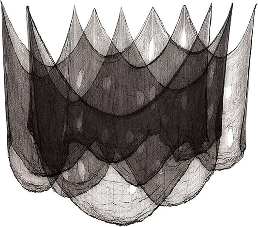 Halloween Creepy Cloth, Spooky Giant (30 x 420 in.) Cheese Cloth Tapestry for Halloween Party Supplies Decorations Outdoor Yard Home Wall Decor, Black