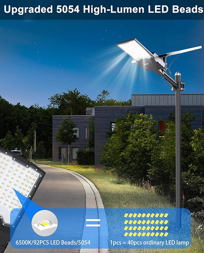 JAYNLT X-18000W Solar Street Lights Outdoor, 6500K Ultra-Large Parking Lot Lights Commercial Dusk to Dawn,IP67 Waterproof Solar Power Flood Security Lamps for Playground,Garage