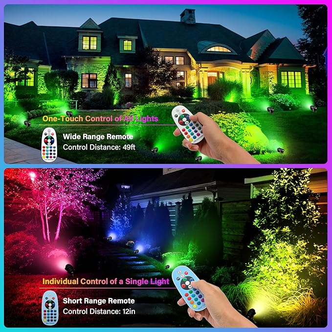 Easter Spot Lights Outdoor Color Changing Landscape Spotlights,12W RGBW LED Outdoor Spot Lights for Yard Garden Decor,Waterproof 110V Plug in Landscape Lighting with Remote,4 Packs