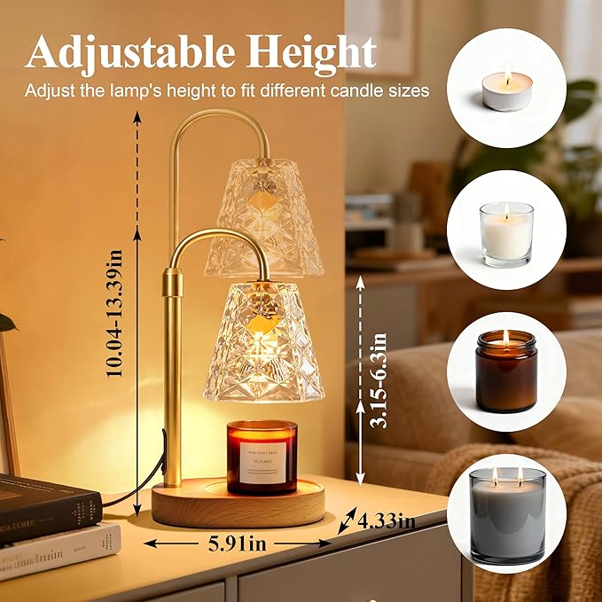 Candle Warmer Lamp with Timer, Birthday Gifts for Women Mom, House Warming Gifts New Home, Wax Melt Warmer for Scented Jar Set of 2