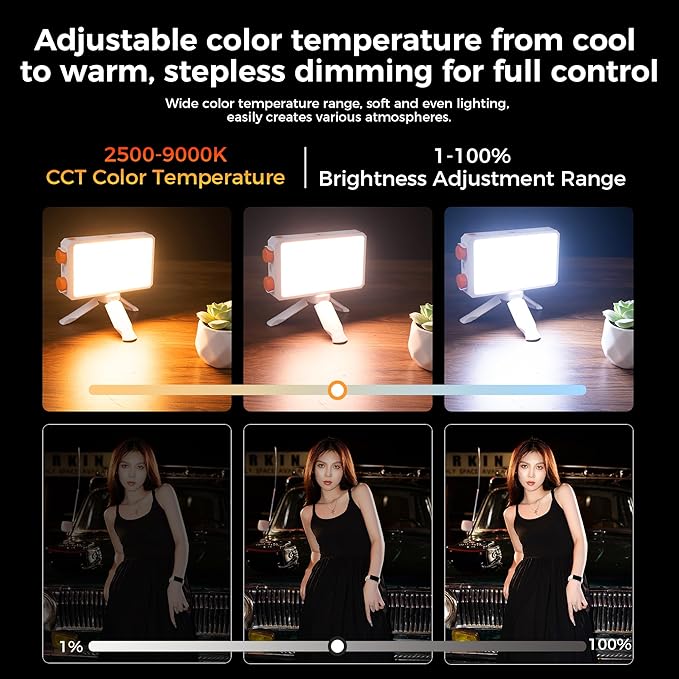 Leekai P40 6400mAh Portable LED Video Light, 40W Bi-Color 120 Beads Rechargeable Camera Light with Soft Light Cover, 2500K-9000K TLCI 95+ CRI>95 Selfie Light for Vlog Filming TikTok Live & Photography