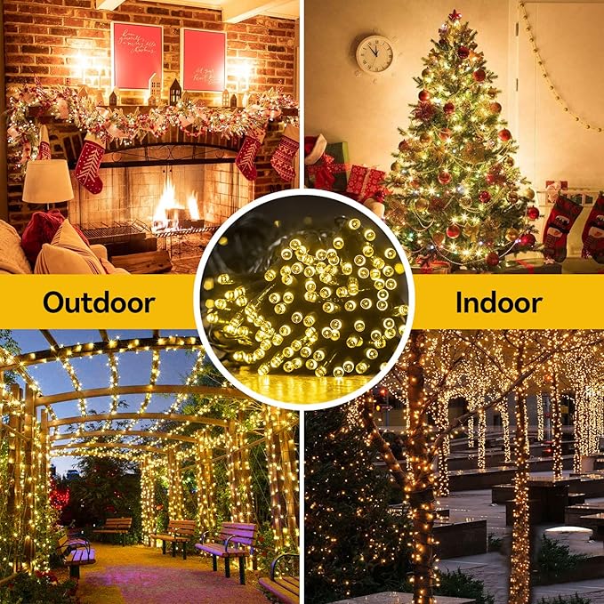 Solar String Lights Outdoor Waterproof Christmas Fairy Light 100LED 8 Modes Garden Christmas Easter Halloween Decorations Outdoor Lights for Flower Fence Yard Party Wedding