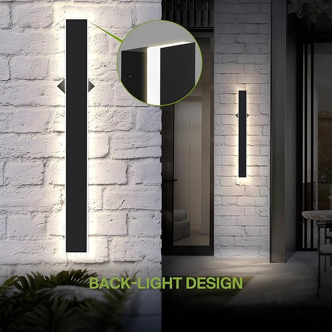 ASD LED 36" Long Wall Mount Light Fixture, Outdoor & Indoor Linear Sconce | 3CCT, Dimmable, Waterproof, Anti-Rust, ETL Listed | 30W 1900LM 3000-5000K 100-277V | Exterior Porch Lighting | Black