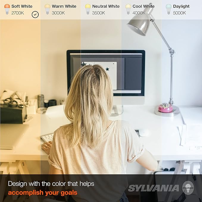 SYLVANIA ECO LED A19 Light Bulb, 60W Equivalent Efficient 9W, 7 Year, 750 Lumens, Medium Base, Frosted, 2700K, Soft White - 24 Count (Pack of 1)(40986)