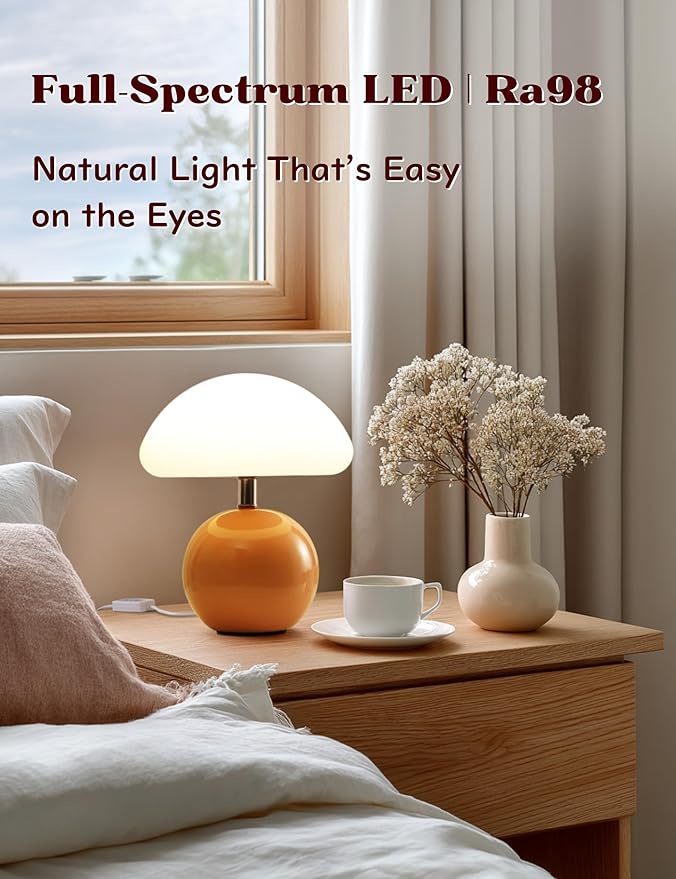 Joyzy Mushroom Table Lamp for Bedroom Light, Desk Bedside Small Lamps for Living Room Night Stands, Mushroom Lighting Decor Cute Led Modern, Unique Aesthetic Home Living Room