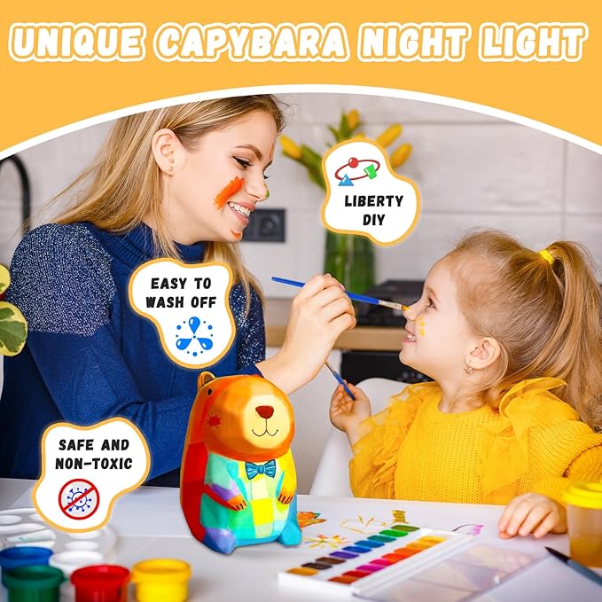 Paint Your Own Capybara Lamp Kit, Arts and Crafts for Kids Ages 8-12, DIY Capybara Night Light Girls Crafts Ages 8-12, Art Supplies Painting Kit Toys for Kids Birthday Ages 3 4 5 6 7 8 9 10 11 12+