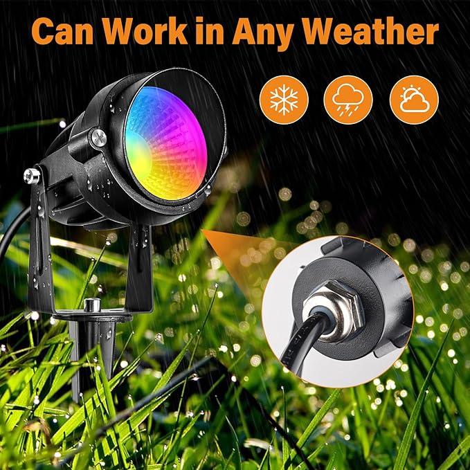 10W RGBW LED Landscape Lights Spot Lights Outdoor for Yard Garden Decor Spotlight, Landscape Lighting with 16 Color Changing and Remote IP68 Waterproof (10)
