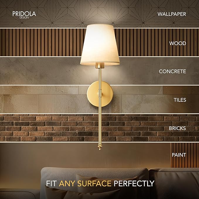 Set of 2 Wireless Wall Sconces - Stick-On or Screw Mount for Easy Installation with Rechargeable LED Bulbs, Remote Controlled, Adjustable Brightness & Warmth, Living Room Wall Decor (Black)