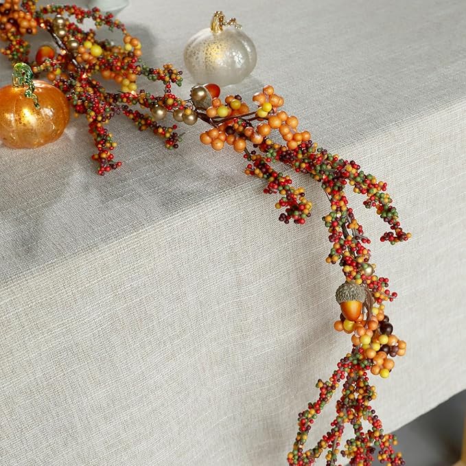 Fall Garland with Lights Harvest Berry Garland - 6.5 FT 25 LEDs Warm Orange Fairy Lights Battery Operated with Remote Ideal Autumn Lights for Thanksgiving Decorations Fall Decorations for Home